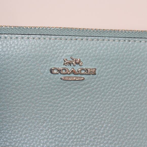Coach Accordion Zip Wallet Aquamarine Green Blue - Picture 6 of 10